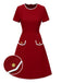 She slips into this Red 1960s Solid Faux Pocket Dress and suddenly it's a 1960s daydream