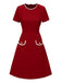 Red 1960s Solid Faux Pocket Dress: where 1960s romance meets her modern spirit