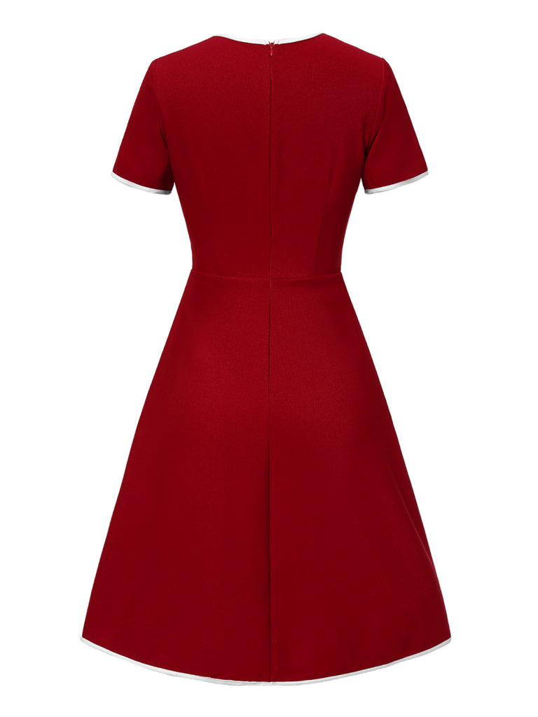 Red 1960s Solid Faux Pocket Dress — the kind of 1960s dress that makes strangers smile