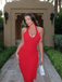 She slips into this Red 1960s Solid Halter Bodycon Dress and suddenly it's a 1960s daydream