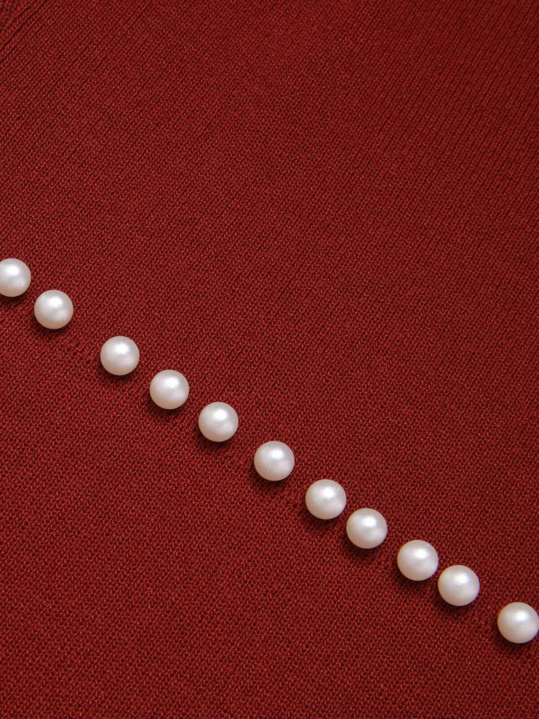 Red 1960s Solid Pearl Knitted Sling Dress — the kind of 1960s dress that makes strangers smile