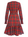 This Red 1960s Tartan Plaids Ruffle Hem Belted Dress wraps her in 1960s elegance, one twirl at a time
