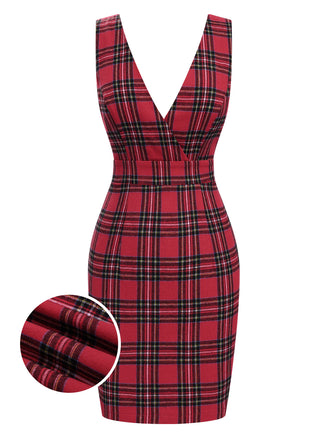 Red 1960s Tartan Plaids Suspender Dress, vintage dress, retro fashion - perfect for women who love vintage and retro fashion