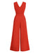 Red 1960s V-Neck Sleeveless Wide Leg Jumpsuit: timeless 1960s elegance she makes her own