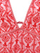 Red 1970s Deep V-Neck Halter Baroque Prints Swimsuit — because 1970s glamour never goes out of style