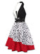 Red 1970s Irregular Contrast Halter Dalmatian Dress, vintage dress, retro fashion - perfect for women who love vintage and retro fashion