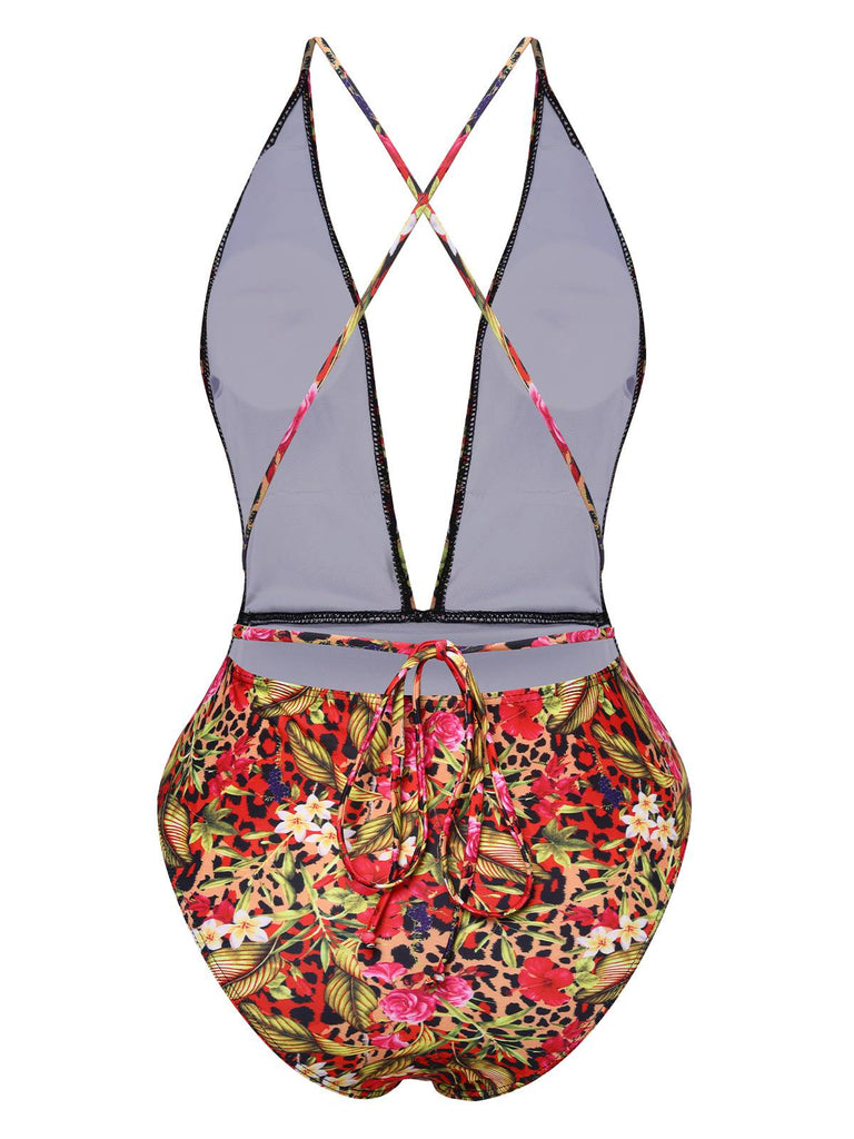 1970s Leopard Flower OnePiece Swimsuit | 1970s | vintage swimsuit, retro beachwear