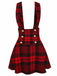 Red 1970s Plaids Button Suspender Skirt - vintage skirt, retro style, elegant red