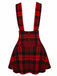 Red 1970s Plaids Button Suspender Skirt - vintage skirt, retro style, elegant red