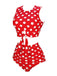 Red 1970s Polka Dots Waist Tie Swimsuit, vintage swimsuit, pin-up swimwear - perfect for women who love vintage and retro fashion