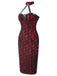 Red 1970s Skull Gothic Halter Pencil Dress, vintage dress, retro fashion - perfect for women who love vintage and retro fashion