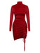 Red 1970s Solid Long Sleeves Velvet Dress, vintage dress, retro fashion - perfect for women who love vintage and retro fashion