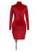 Red 1970s Solid Long Sleeves Velvet Dress, vintage dress, retro fashion - perfect for women who love vintage and retro fashion