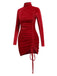 Red 1970s Solid Long Sleeves Velvet Dress, vintage dress, retro fashion - perfect for women who love vintage and retro fashion
