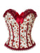 Red 1970s Strapless Court Lace Roses Corset - vintage fashion, retro style, elegant red