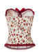 Red 1970s Strapless Court Lace Roses Corset - vintage fashion, retro style, elegant red