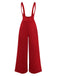 Red 1970s Suspender Wide-Leg Solid Pants: 1970s power dressing, reimagined