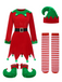 Red 1980s Christmas Elf Costume Dress Set - vintage dress, retro fashion, elegant red