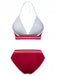 Red 1980s Glitter Halter High Waist Bikini Set, vintage swimsuit, pin-up swimwear - perfect for women who love vintage and retro fashion