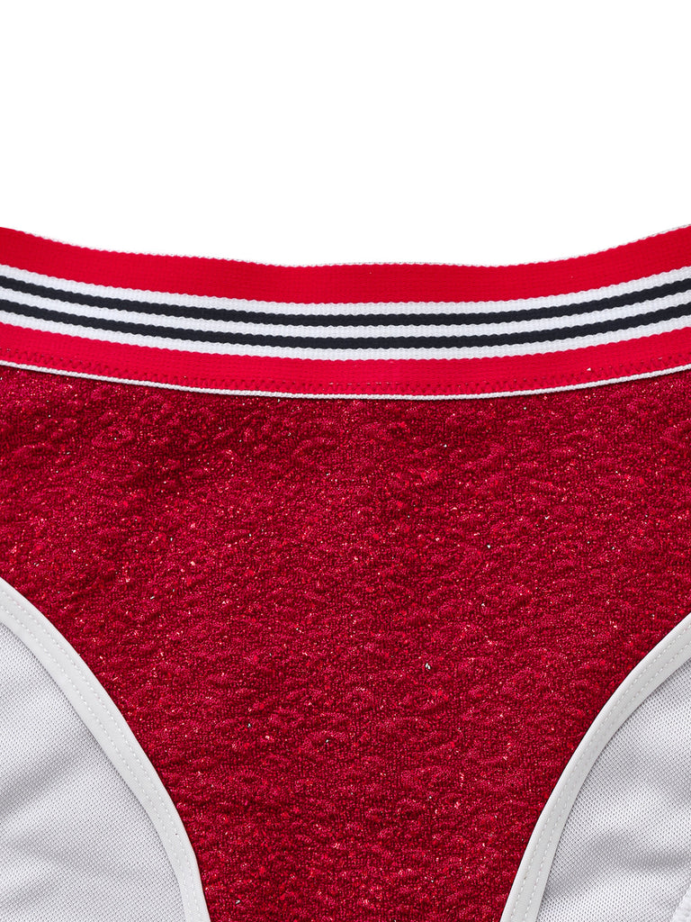 Red 1980s Glitter Halter High Waist Bikini Set, vintage swimsuit, pin-up swimwear - perfect for women who love vintage and retro fashion