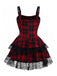 Red 1980s Gothic Lace Patchwork Plaid Dress - vintage dress, retro fashion, elegant red