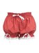 Red 1980s Polka Dot Bow Lace Trim Pumpkin Shorts - vintage fashion, retro style, elegant red