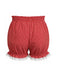 Red 1980s Polka Dot Bow Lace Trim Pumpkin Shorts - vintage fashion, retro style, elegant red