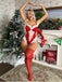 Red 1980s Reindeer Lace Christmas Lingerie Set - vintage fashion, retro style, elegant red