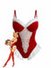 Red 1980s Reindeer Lace Christmas Lingerie Set - vintage fashion, retro style, elegant red