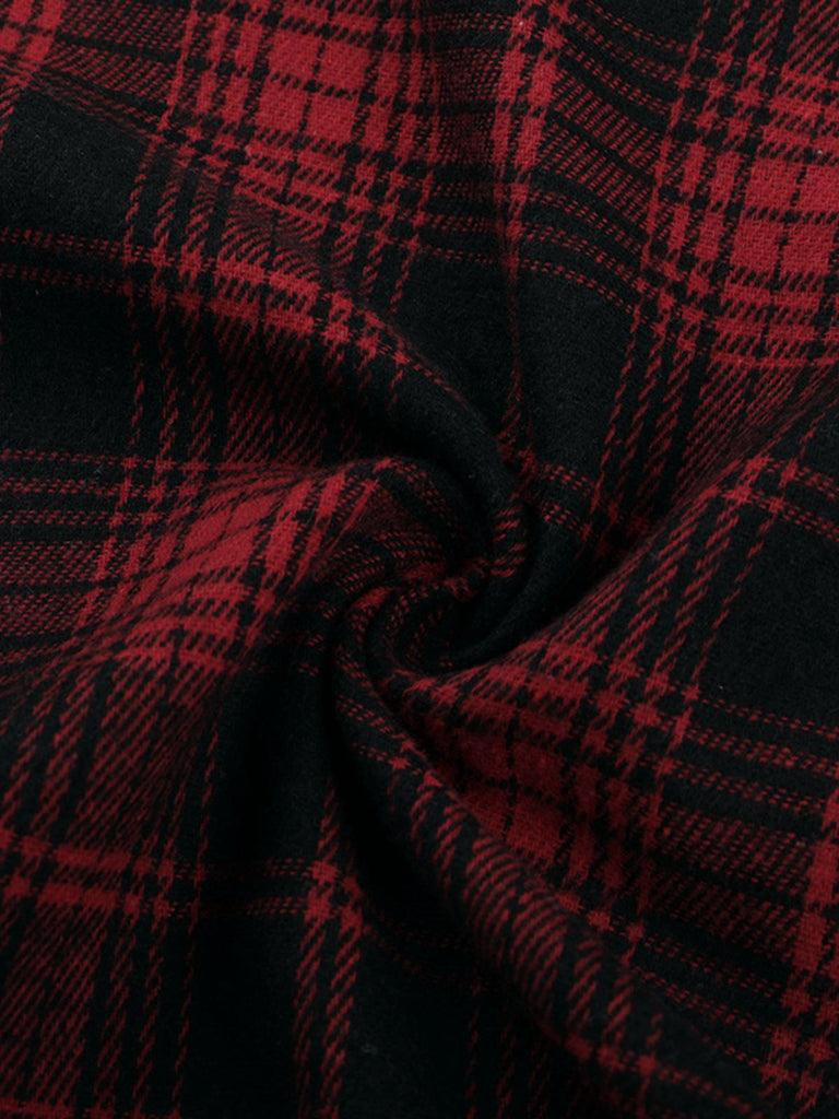 Red 1980s Scottish Plaid High-Low Hem Skirt - vintage skirt, retro style, elegant red