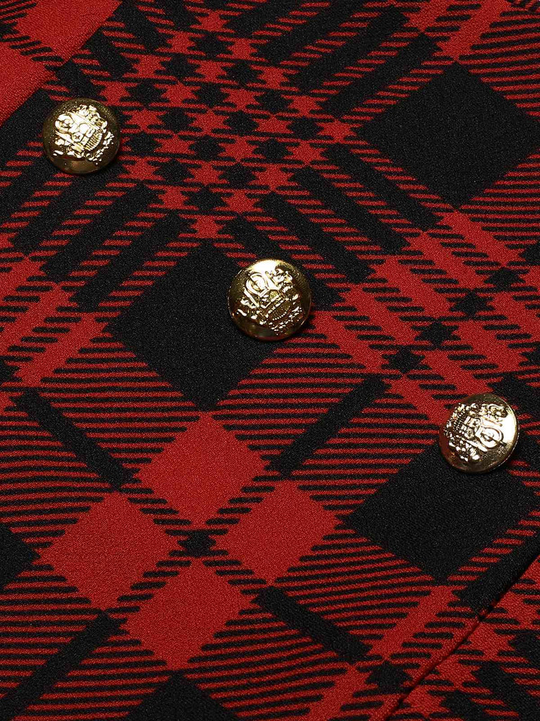 Red 1980s Scottish Plaid Overall skirt, vintage skirt, retro style - perfect for women who love vintage and retro fashion