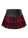 Red 1980s Steampunk Plaid Leather Pleated Skirt - vintage skirt, retro style, elegant red