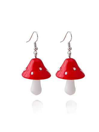 Red 3D Mushroom Resin Vintage Drop Earrings - vintage jewelry, Art Deco for vintage lovers