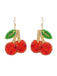 Red Beaded Cherry Drop Earrings - vintage jewelry, Art Deco for vintage lovers