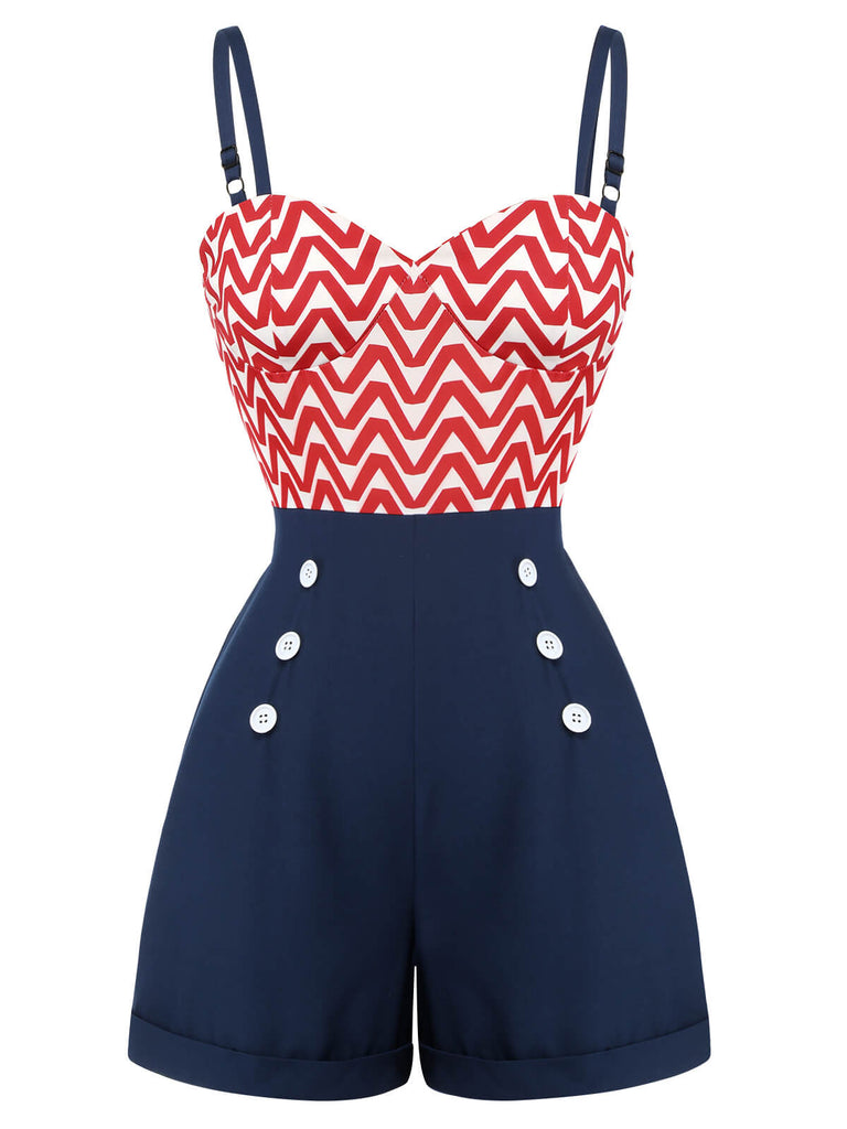 1950s Chevron Stripe Strap Romper | 1950s | vintage romper, retro jumpsuit