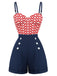 1950s Chevron Stripe Strap Romper | 1950s | vintage romper, retro jumpsuit