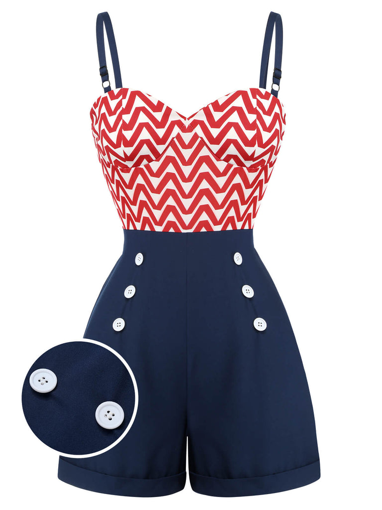 1950s Chevron Stripe Strap Romper | 1950s | vintage romper, retro jumpsuit