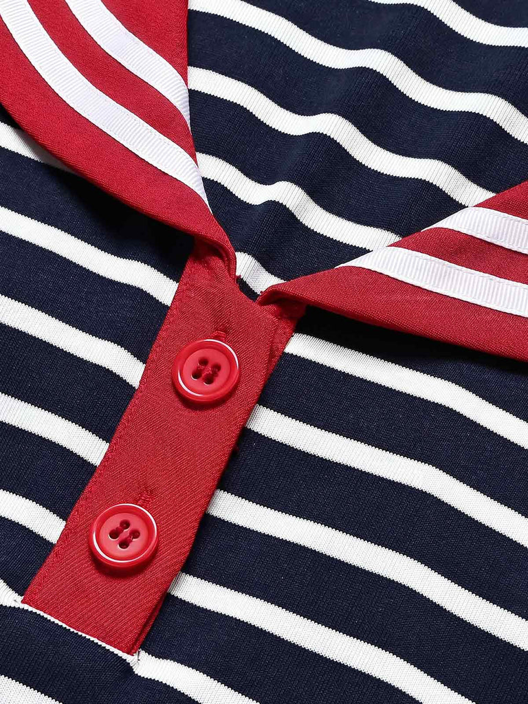 [Pre-Sale] Red & Blue & White 1950s Stripe Sailor Collar Sleeveless Top, vintage top, retro blouse - perfect for women who love vintage and retro fashion