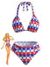 Red & Blue & White 1960s Star & Striped Bikini Set, vintage swimsuit, pin-up swimwear - perfect for women who love vintage and retro fashion