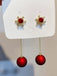 Red Christmas Snowflakes & Balls Earrings - vintage fashion, retro style, elegant red