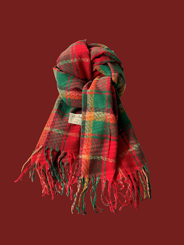 Red Christmas Tartan Plaids Scarf, vintage fashion, retro style - perfect for women who love vintage and retro fashion
