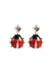 Red Crystal Dragonfly Statement Earrings