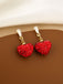 Red Crystal Heart Drop Earrings - vintage fashion, retro style, elegant red