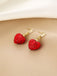 Red Crystal Heart Drop Earrings - vintage fashion, retro style, elegant red
