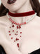 Red Gothic Vampire Velvet Choker Necklace - vintage fashion, retro style, elegant red