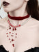 Red Gothic Vampire Velvet Choker Necklace - vintage fashion, retro style, elegant red