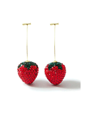 Red Sparkling Rhinestone Strawberry Drop Earrings - vintage jewelry, Art Deco for vintage lovers