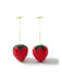 Red Sparkling Rhinestone Strawberry Drop Earrings - vintage jewelry, Art Deco for vintage lovers