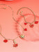 Red Valentine's Rose Heart Lips Necklace & Bracelet Set - vintage fashion, retro style, elegant red