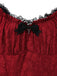 Red 1970s Gothic Lace Bow Off Shoulder Dress - vintage dress, retro fashion, elegant red